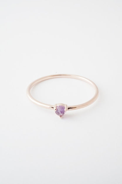 Amethyst Crystal Point Solitaire Ring