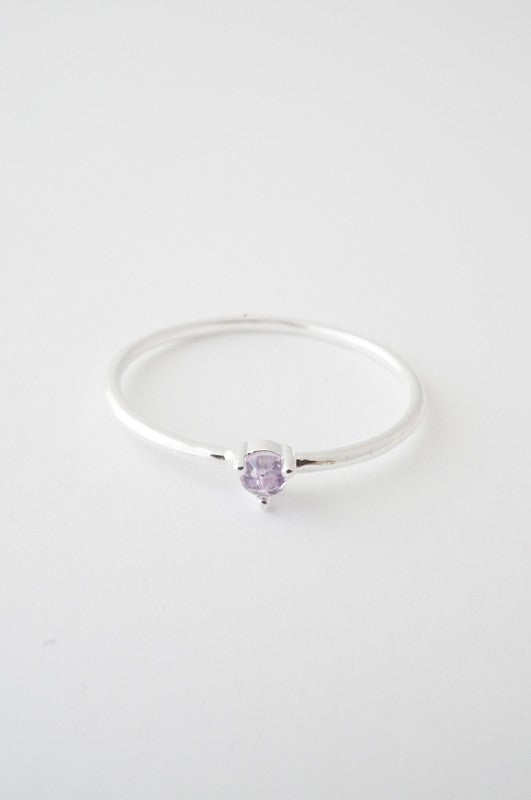 Amethyst Crystal Point Solitaire Ring