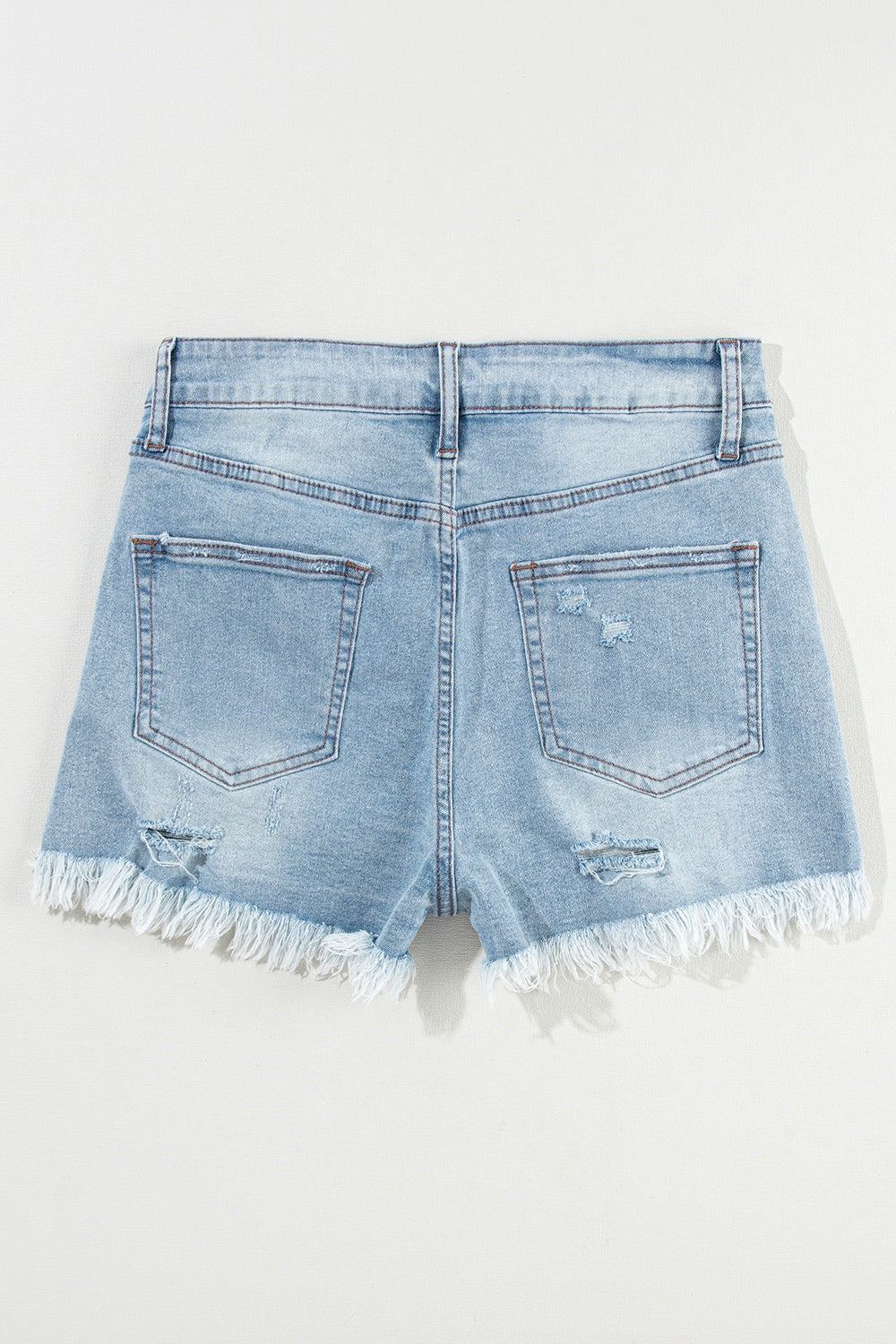 Distressed Raw Hem Denim Shorts