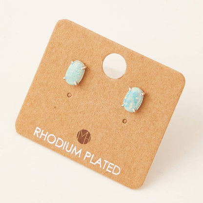 Gold Dipped Opal Stone Stud Earrings