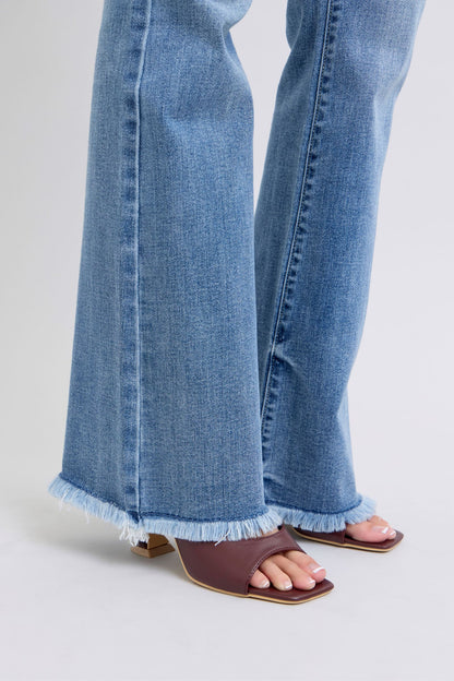 Judy Blue Full Size Raw Hem High Rise Bootcut Jeans - Your Go-To Stylish Denim