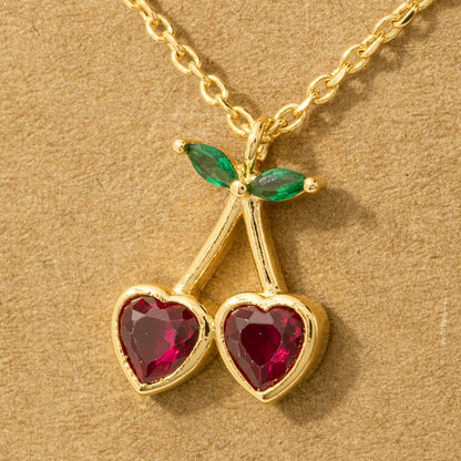 Mini Cherry Heart Pendant Necklace