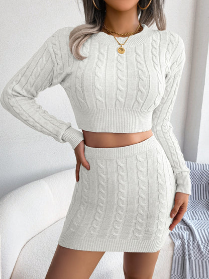 Chic & Cozy Cable-Knit Sweater Set – Effortless Elegance in Every Stitch!