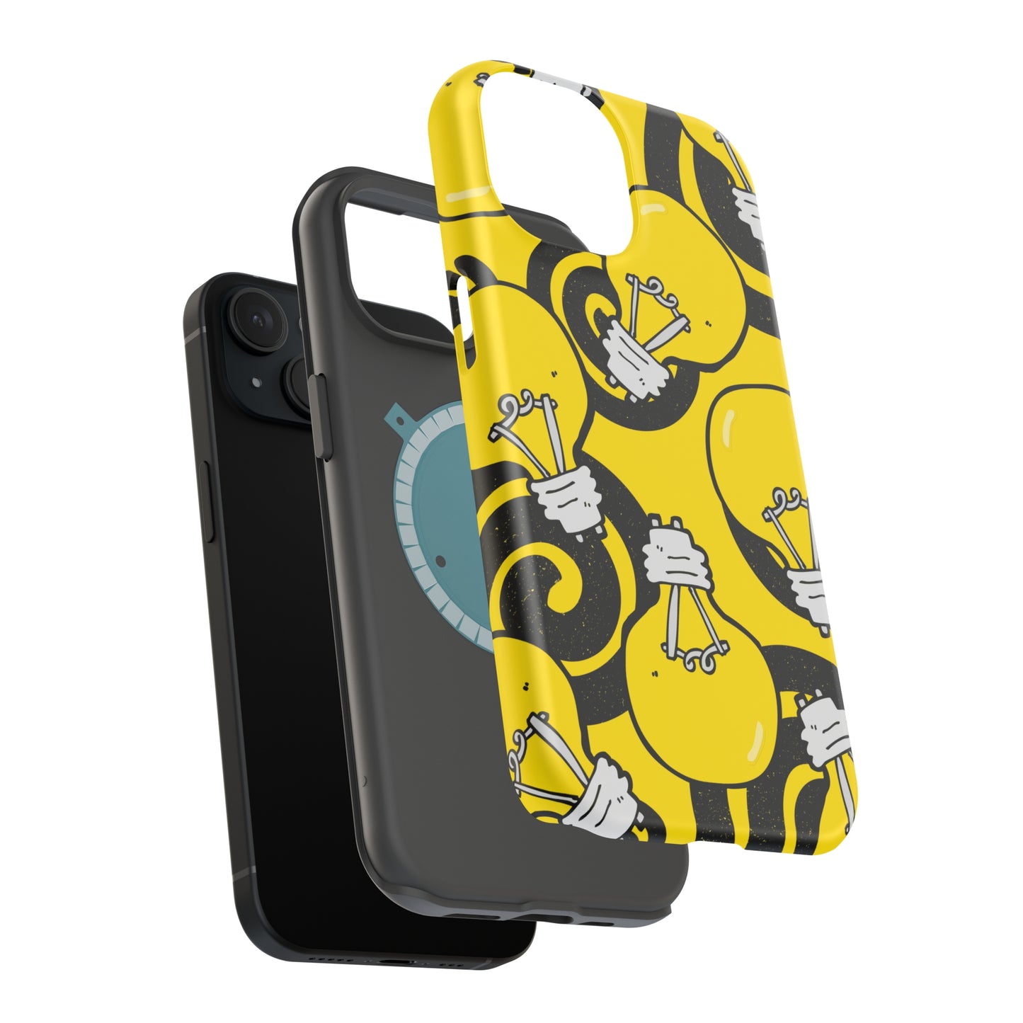 Sunshine Glow iPhone Case: Illuminate Your Device with Bright Yellow Light Bulbs, iPhone 13-15