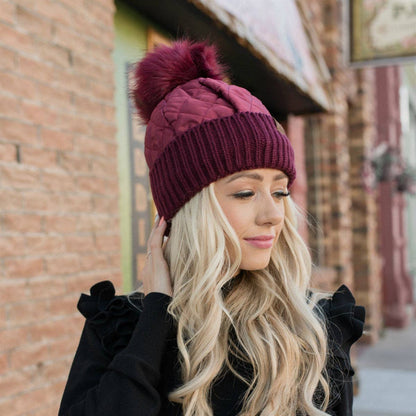 Snap & Slay Quilted Pom Beanie – The Perfect Blend of Cozy and Chic!