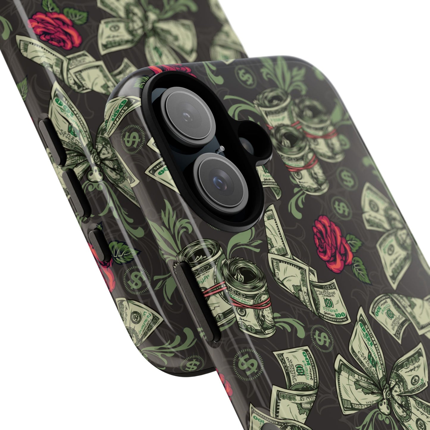 Money And Roses Tough Phone Case For Bold Urban Style Enthusiasts Dual Layer Protection With Cash And Rose Print