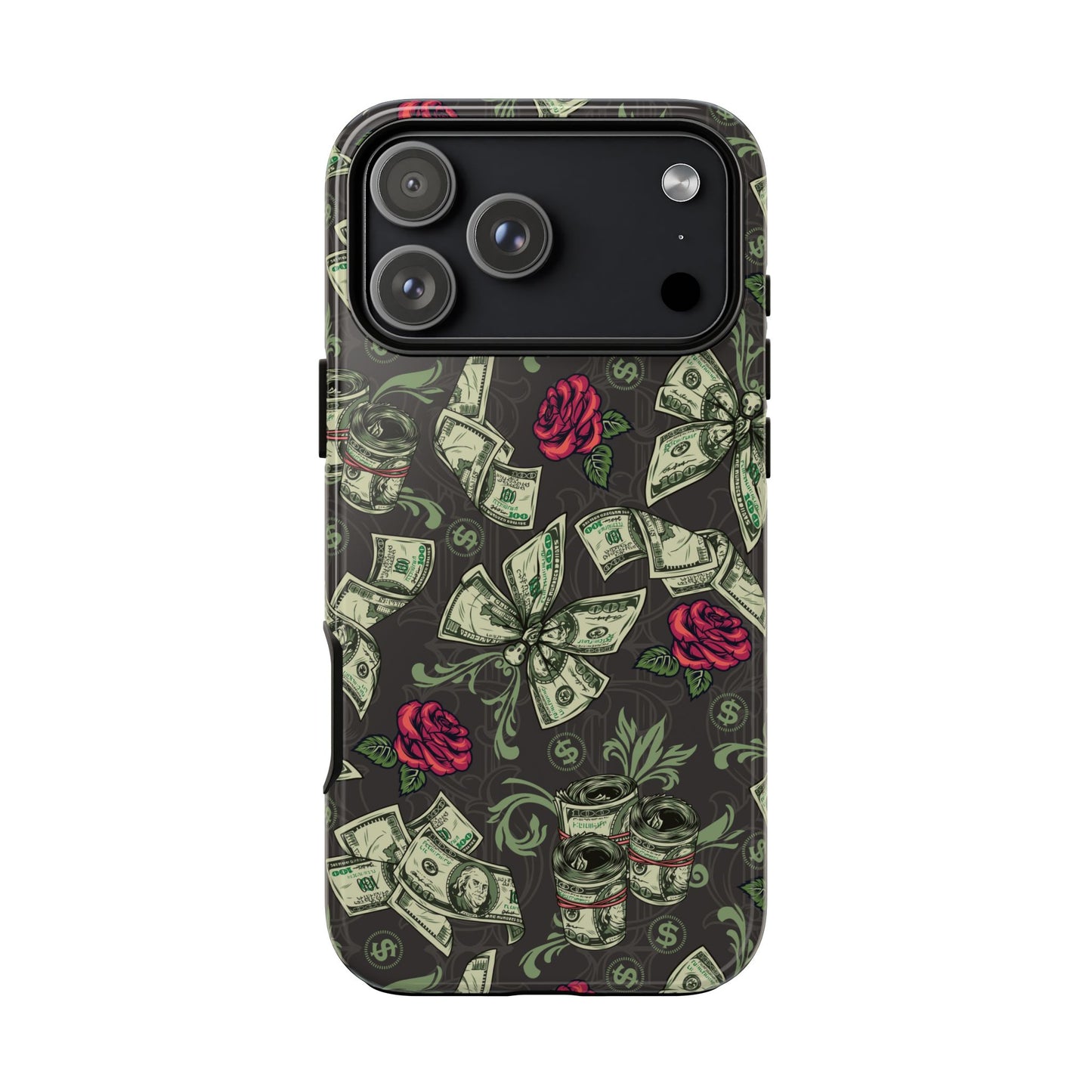 Money And Roses Tough Phone Case For Bold Urban Style Enthusiasts Dual Layer Protection With Cash And Rose Print