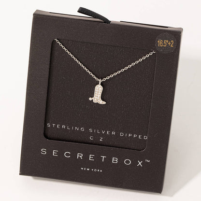 Giddy Up Glam: Secret Box Pave Cowboy Boot Necklace