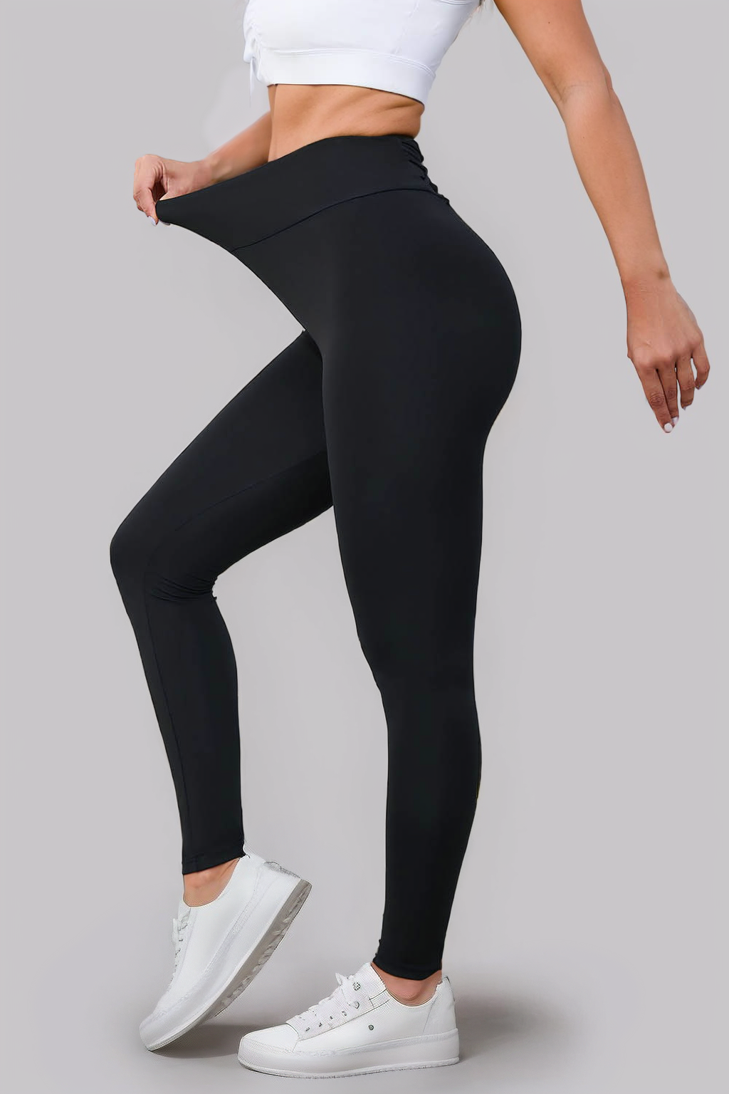 Black Criss Cross Tummy Control High Waist Leggings