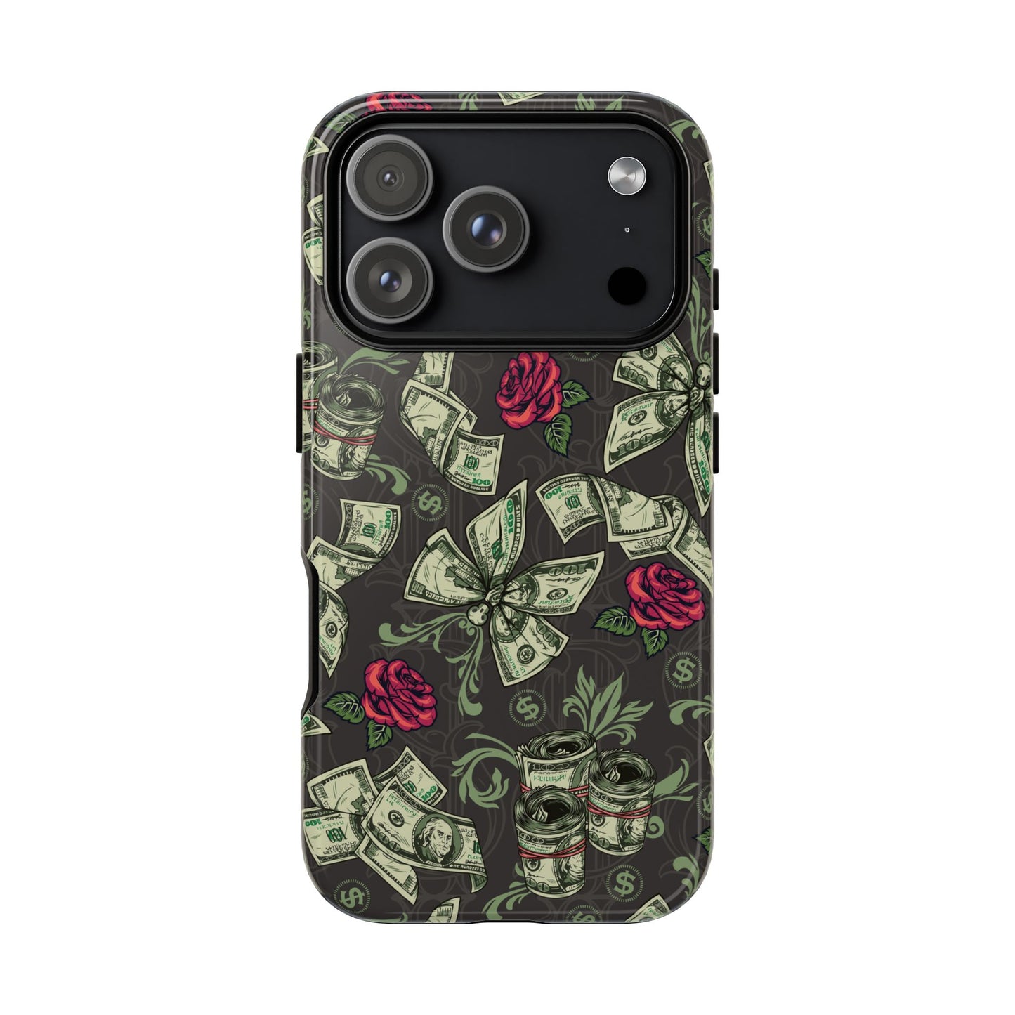 Money And Roses Tough Phone Case For Bold Urban Style Enthusiasts Dual Layer Protection With Cash And Rose Print