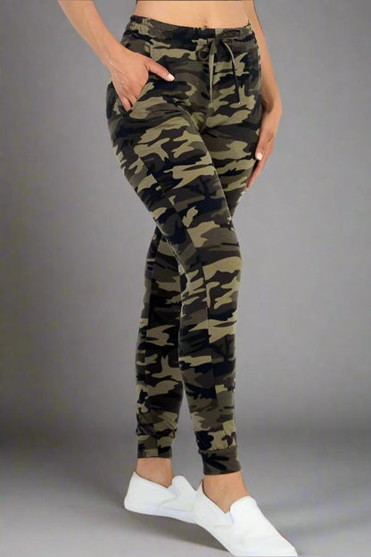 French Terry Camo Print Joggers - Soft & Stretchy Women's Joggers Small - 3X