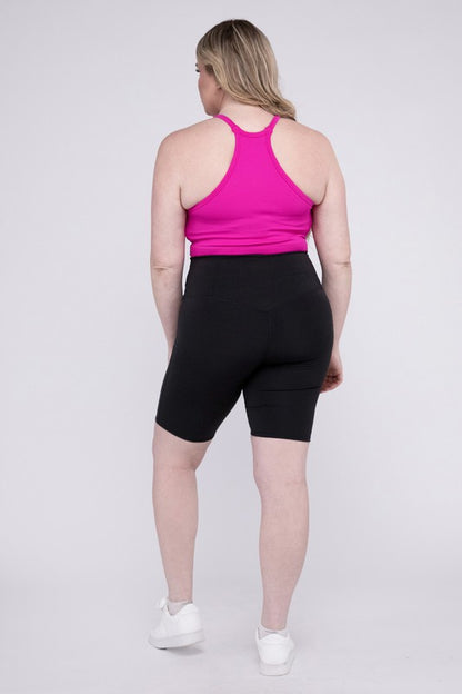 Plus Athletic High Rise Biker Shorts Zenana