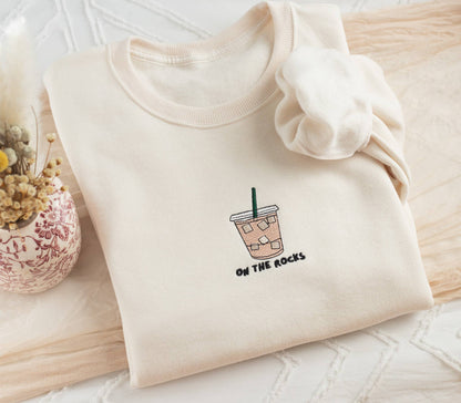 Embroidered On The Rocks Iced Coffee Sweatshirt