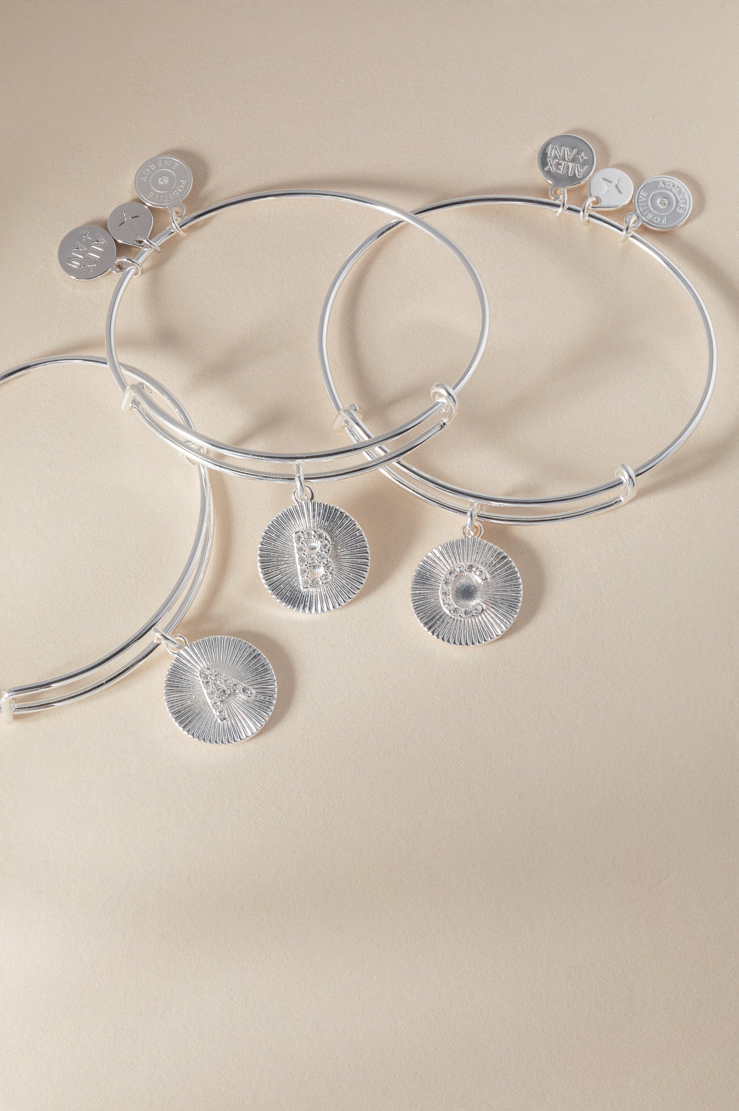 Initial A Pave Starburst Texture Bangle