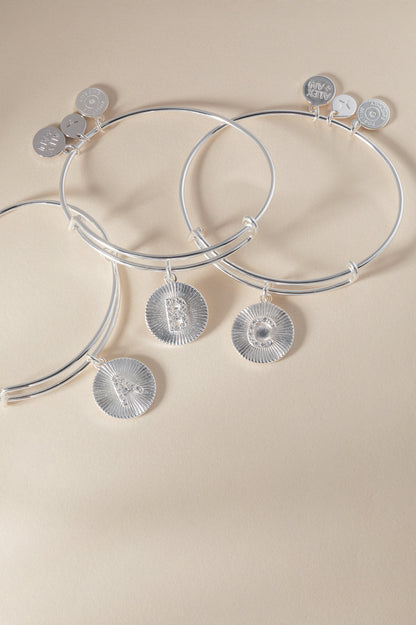 Initial A Pave Starburst Texture Bangle