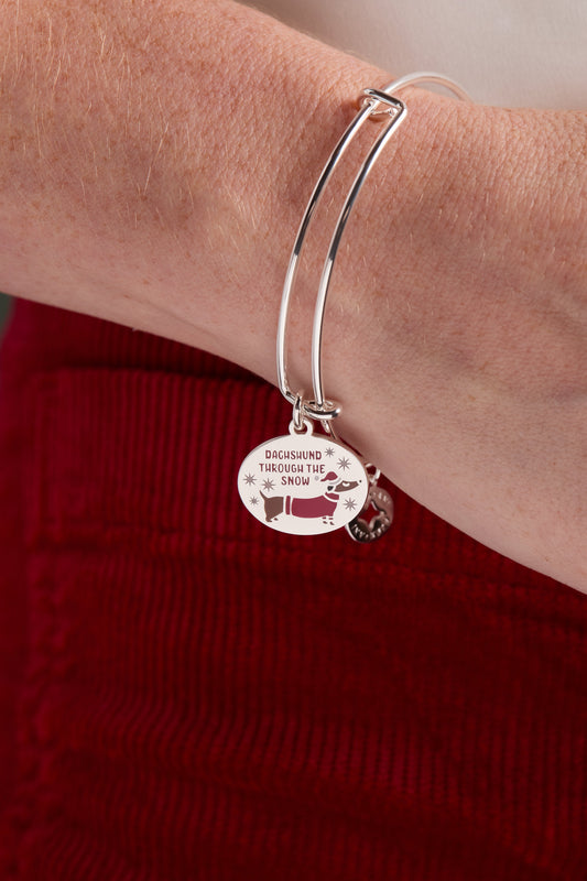 'Dachshund Through The Snow' Dog Charm Bangle