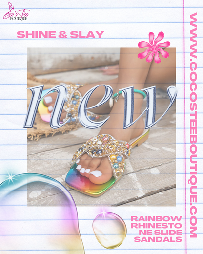 Shine & Slay Rainbow Rhinestone Slide Sandals