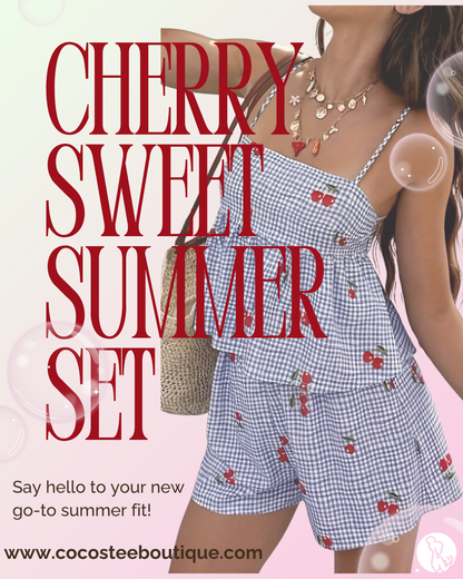 Cherry Sweet Summer Set – Gingham Cami & Shorts Two-Piece
