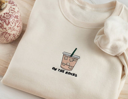 Embroidered On The Rocks Iced Coffee Sweatshirt