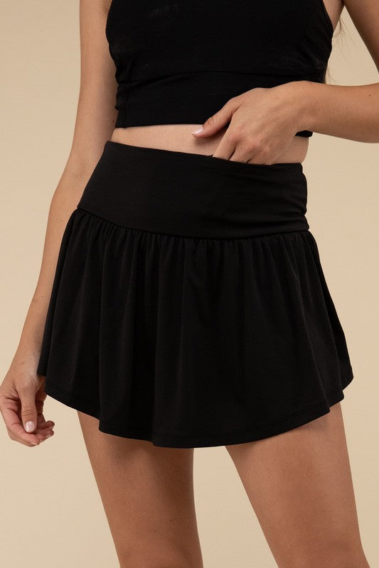 Wide Band Tennis Skirt with Zippered Back Pocket by Zanana