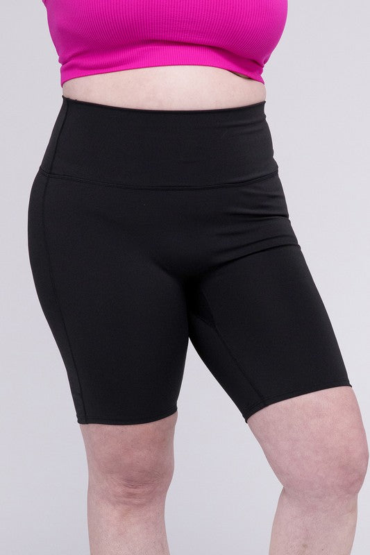 Plus Athletic High Rise Biker Shorts Zenana