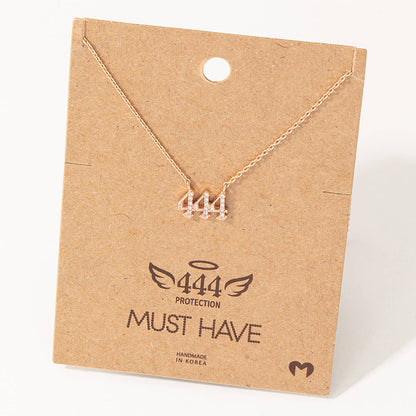 Pave 444 Angel Number Pendant Necklace