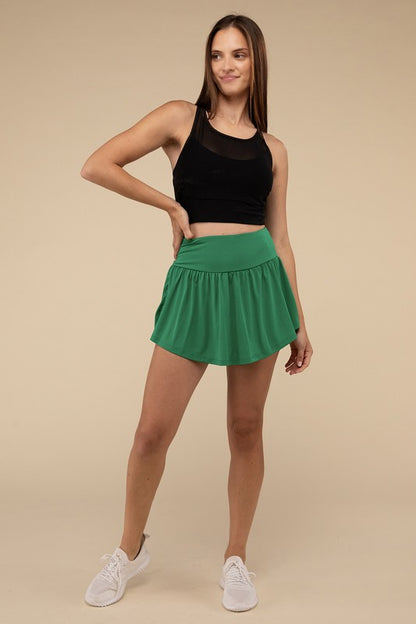 Wide Band Tennis Skirt with Zippered Back Pocket by Zanana