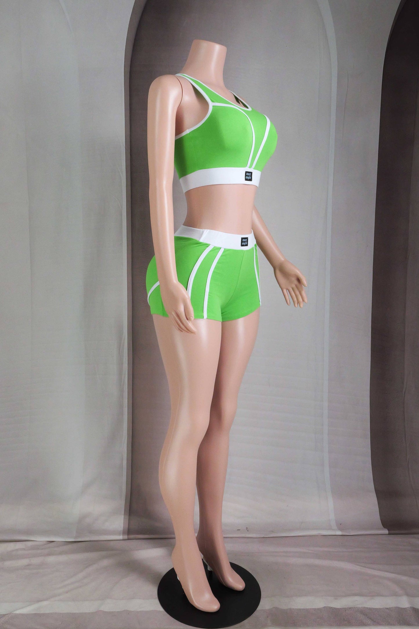 Lime Glow Contour Cotton Jersey Bralette + Mini Short Set