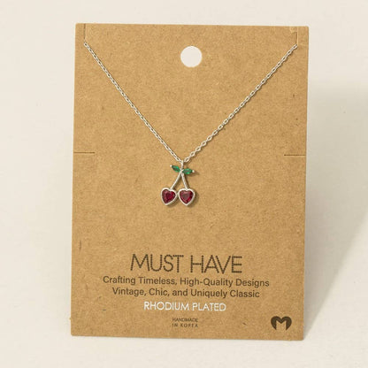 Mini Cherry Heart Pendant Necklace