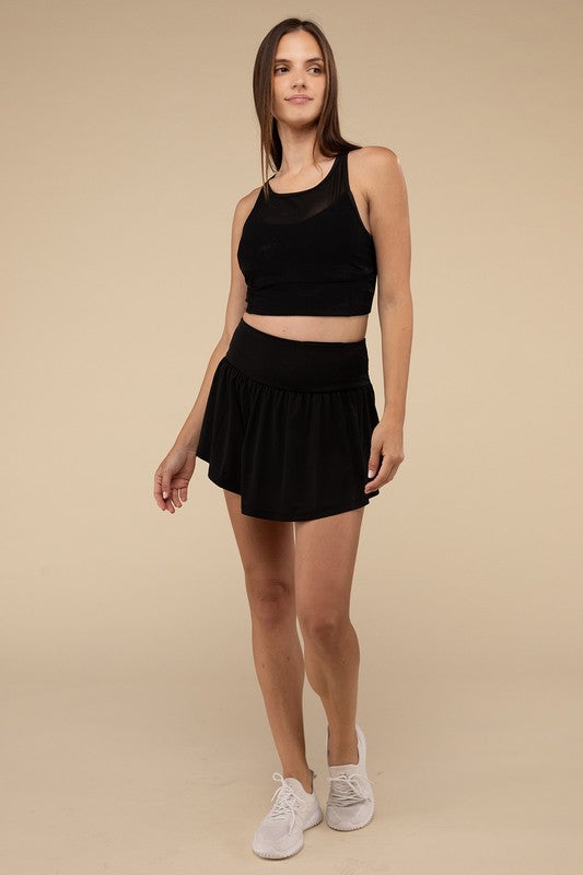 Wide Band Tennis Skirt with Zippered Back Pocket by Zanana