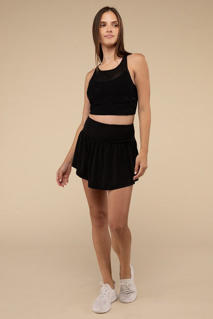 Wide Band Tennis Skirt with Zippered Back Pocket by Zanana