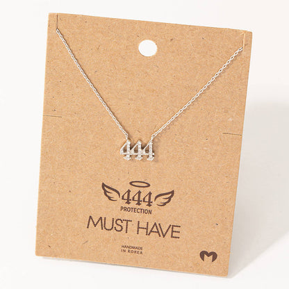 Pave 444 Angel Number Pendant Necklace