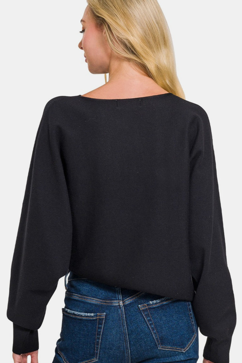 Zenana Asymmetric Hem Long Sleeve Sweater