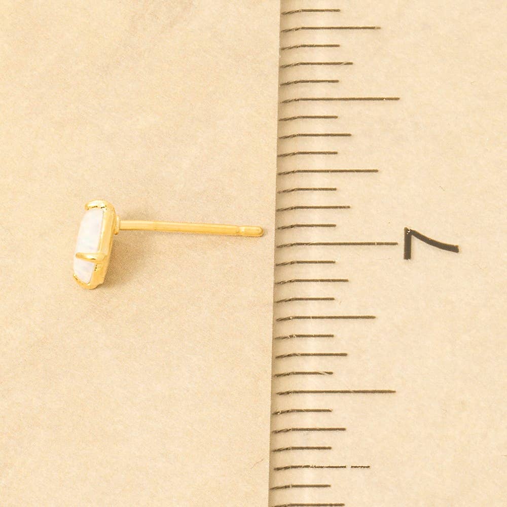 Gold Dipped Opal Stone Stud Earrings