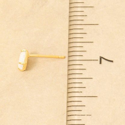 Gold Dipped Opal Stone Stud Earrings