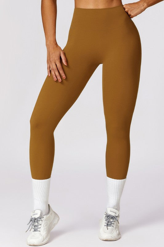 High-Waisted Hip-Lifting Athletic Leggings – Available in Brown & Turquoise