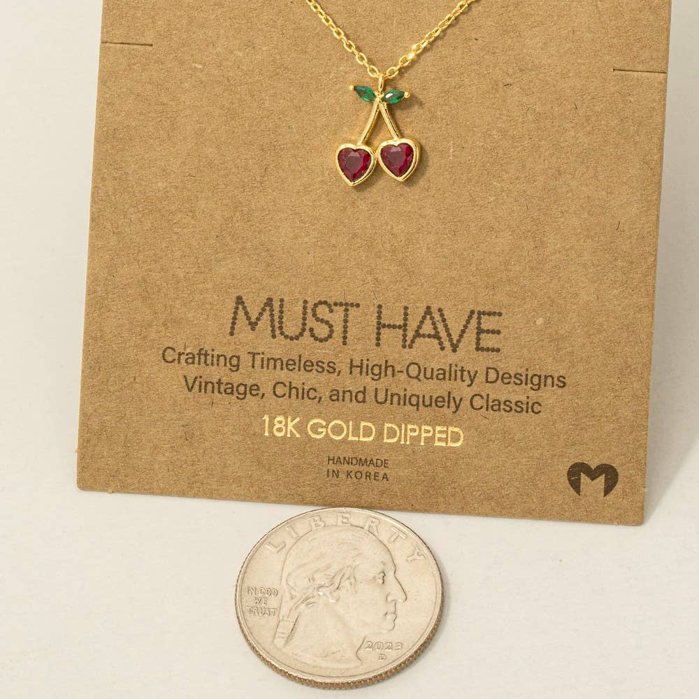 Mini Cherry Heart Pendant Necklace