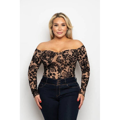 Lace Me Up Mocha Mesh Bodysuit
