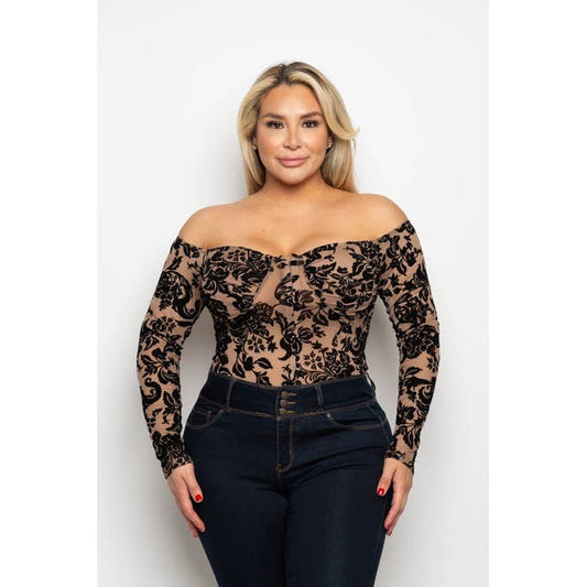 Lace Me Up Mocha Mesh Bodysuit