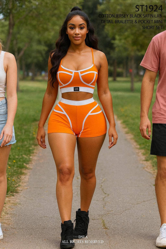 Off-Duty Baddie Cotton Jersey Bralette + Pocket Mini Short Set