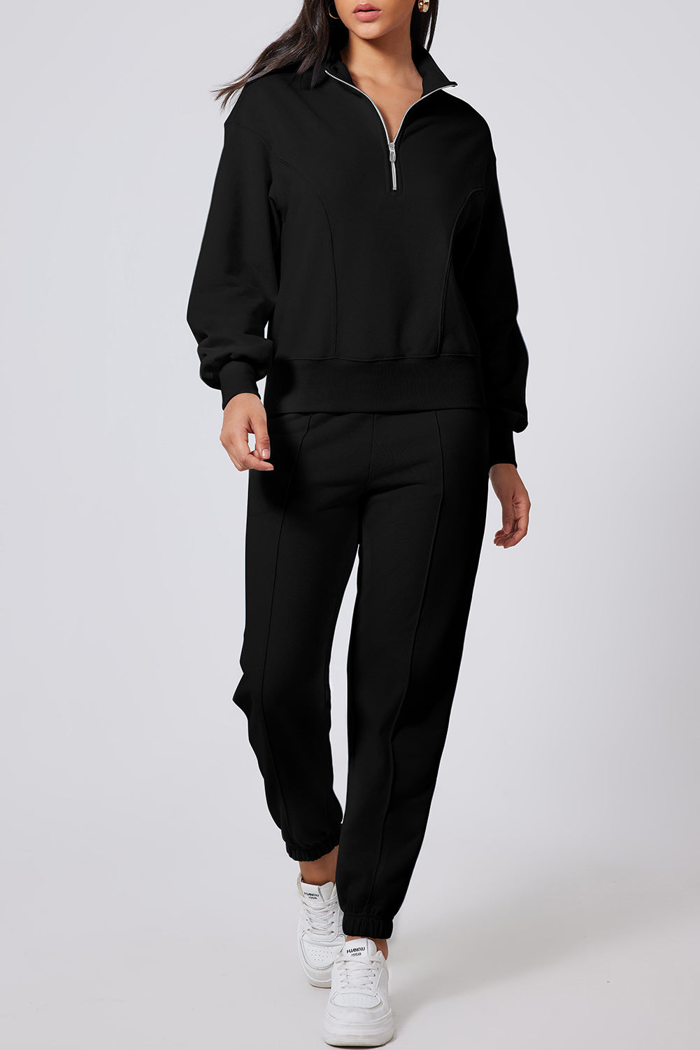 Sleek & Chill Two-Piece Half-Zip Jogger Set