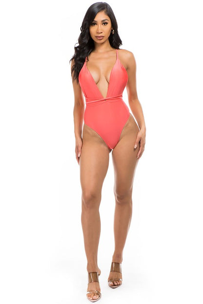 Luxe Wrap Crisscross One-Piece Swimsuit