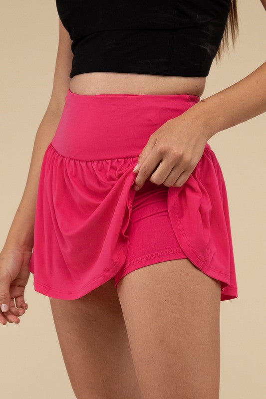 Wide Band Tennis Skirt with Zippered Back Pocket by Zanana