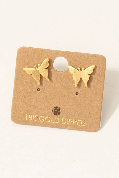 Elegant Rhodium-Plated Butterfly Stud Earrings