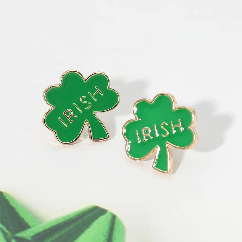 Enamel IRISH Shamrock Stud Earrings