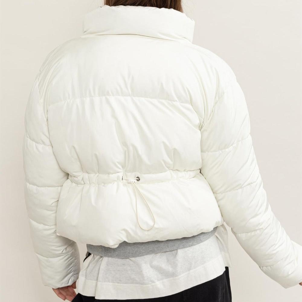 Quilted Back Drawstring Puffer Jacket