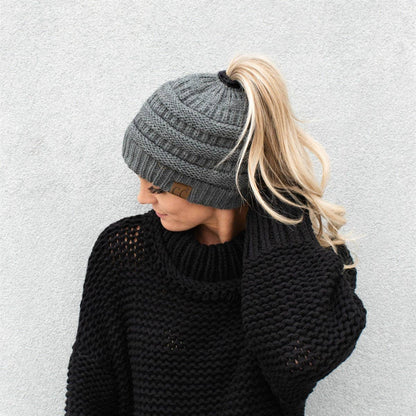 C.C Ponytail Beanie - Messy Bun & Ponytail Friendly