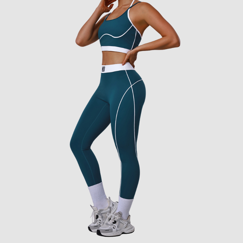 Wholesale Double-Strap Halter Neck Bra + Solid Color High-Waisted Leggings