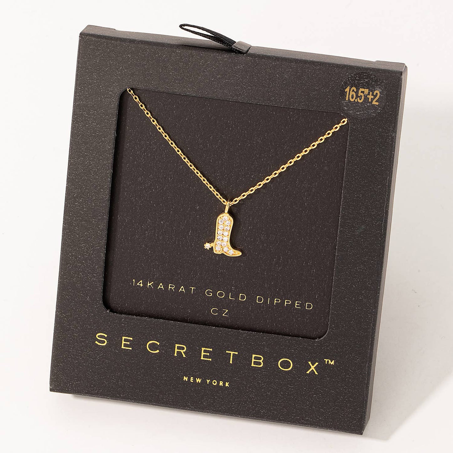 Giddy Up Glam: Secret Box Pave Cowboy Boot Necklace