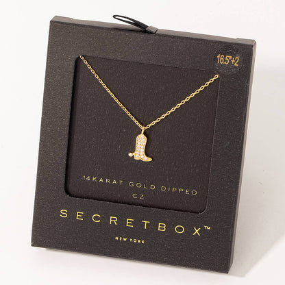 Giddy Up Glam: Secret Box Pave Cowboy Boot Necklace